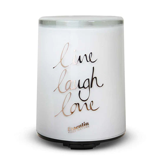 Ultrasonic Diffuser in Pearl Glass - White "Live Laugh Love"